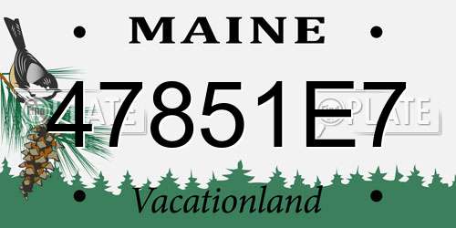 47851E7 Maine License Plate