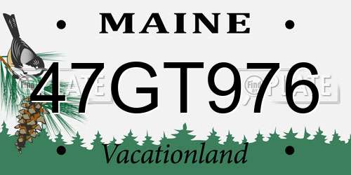 47GT976 Maine License Plate