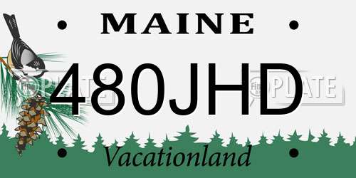 480JHD Maine License Plate