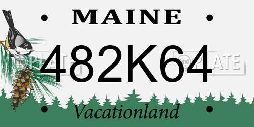 482K64 Maine License Plate