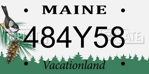 484Y58 Maine License Plate