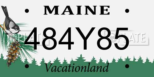 484Y85 Maine License Plate