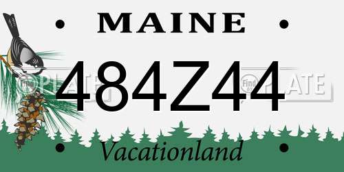 484Z44 Maine License Plate