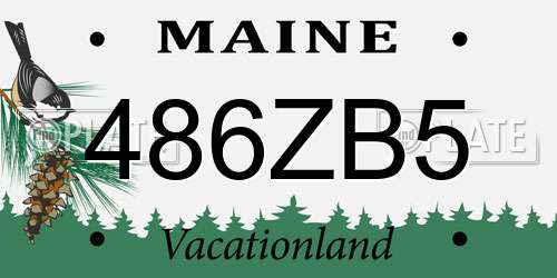 486ZB5 Maine License Plate