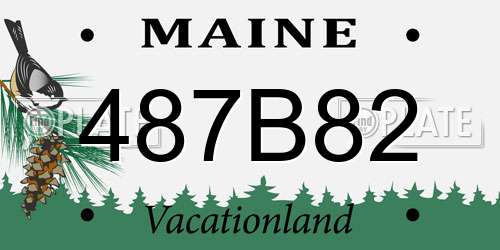 487B82 Maine License Plate