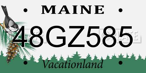 48GZ585 Maine License Plate