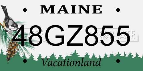 48GZ855 Maine License Plate