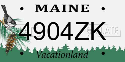 4904ZK Maine License Plate