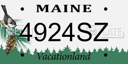 4924SZ Maine License Plate