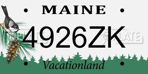 4926ZK Maine License Plate