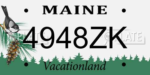 4948ZK Maine License Plate