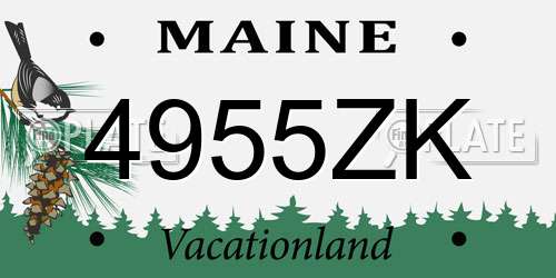 4955ZK Maine License Plate