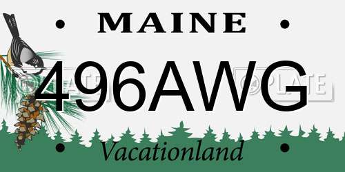 496AWG Maine License Plate