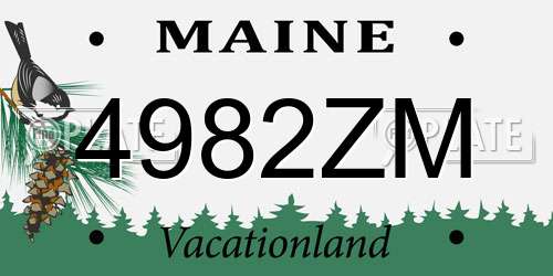 4982ZM Maine License Plate