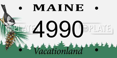 4990 Maine License Plate