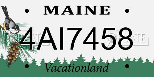 4AI7458 Maine License Plate