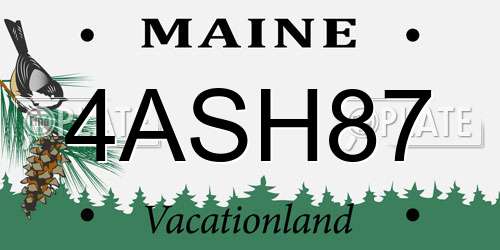 4ASH87 Maine License Plate
