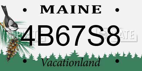 4B67S8 Maine License Plate