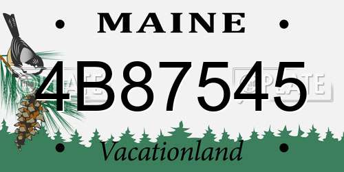 4B87545 Maine License Plate