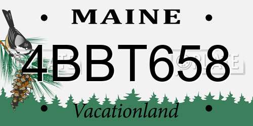 4BBT658 Maine License Plate