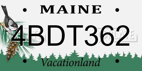 4BDT362 Maine License Plate