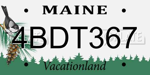 4BDT367 Maine License Plate