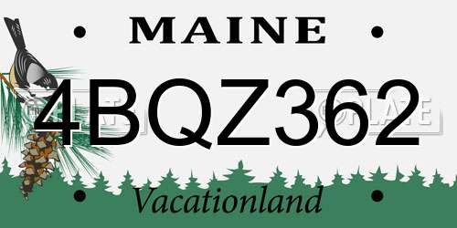 4BQZ362 Maine License Plate