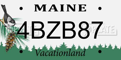 4BZB87 Maine License Plate