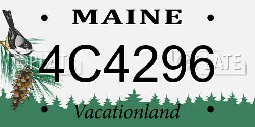 4C4296 Maine License Plate