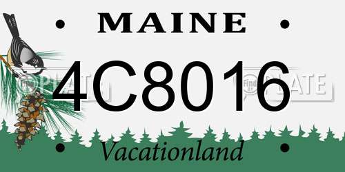4C8016 Maine License Plate