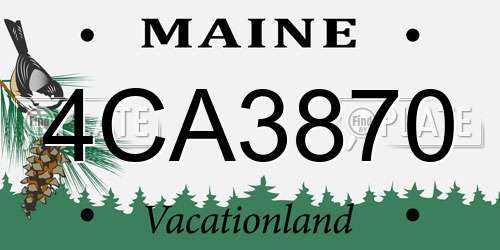 4CA3870 Maine License Plate