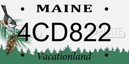 4CD822 Maine License Plate