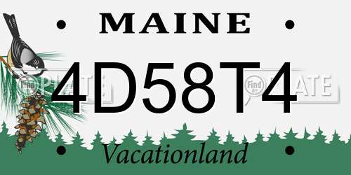 4D58T4 Maine License Plate