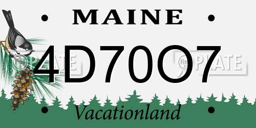4D70O7 Maine License Plate