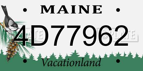 4D77962 Maine License Plate