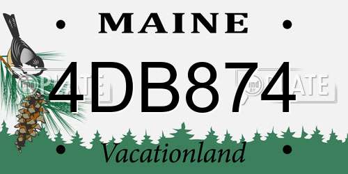 4DB874 Maine License Plate