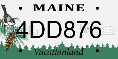 4DD876 Maine License Plate