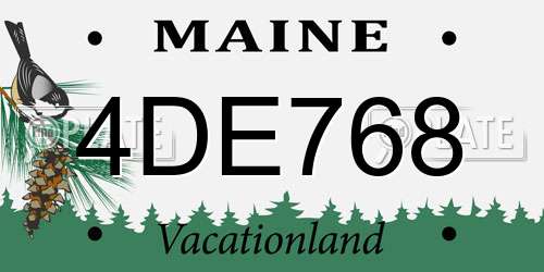 4DE768 Maine License Plate