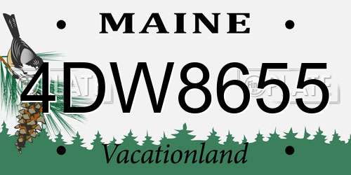 4DW8655 Maine License Plate