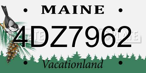 4DZ7962 Maine License Plate