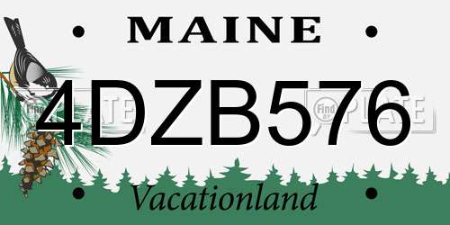 4DZB576 Maine License Plate