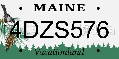 4DZS576 Maine License Plate