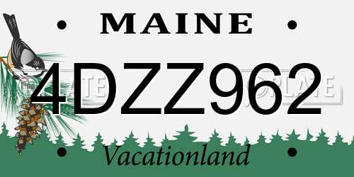 4DZZ962 Maine License Plate