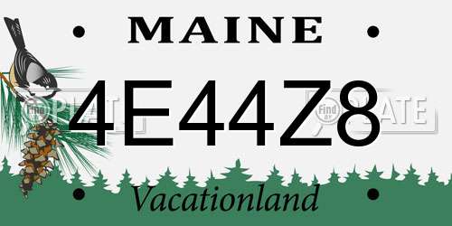 4E44Z8 Maine License Plate