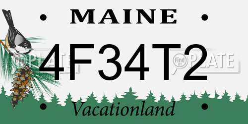 4F34T2 Maine License Plate