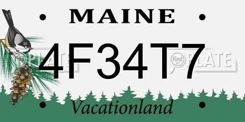 4F34T7 Maine License Plate