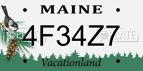 4F34Z7 Maine License Plate
