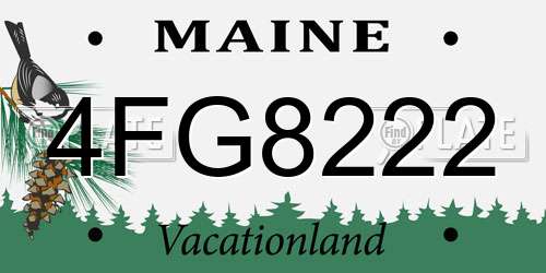 4FG8222 Maine License Plate