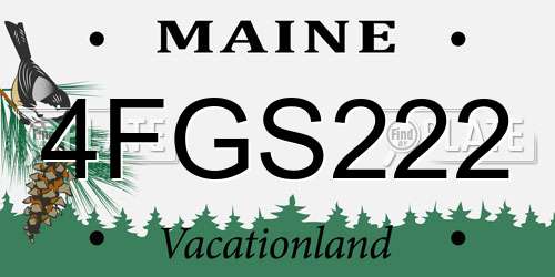 4FGS222 Maine License Plate