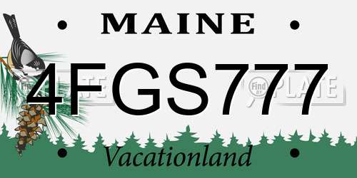 4FGS777 Maine License Plate